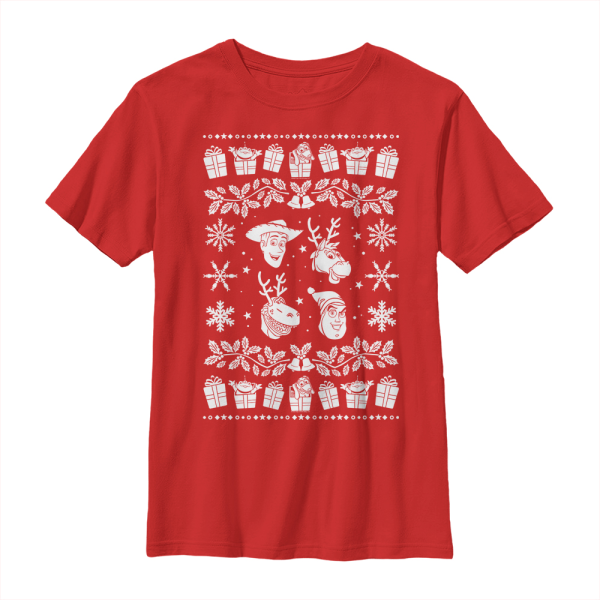 Disney - Toy Story - Skupina Sweater Story - Christmas - Kids T-Shirt - Red - Front