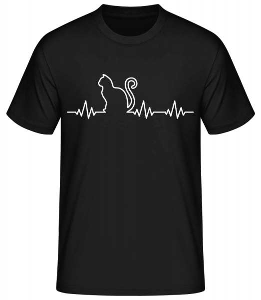 Herzschlag Katze - Männer Basic T-Shirt - Schwarz - Vorn