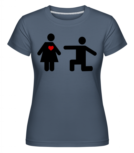 Woman And Man With Heart Logo -  Shirtinator Women's T-Shirt - Denim - Front