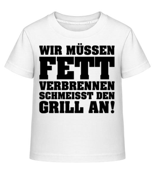 Fett Verbrennen Grill Anschmeissen - Kinder Shirtinator T-Shirt - Weiß - Vorne