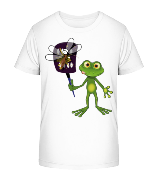 Frog With Fly Swatter - Kid's Bio T-Shirt Stanley Stella - White - Front