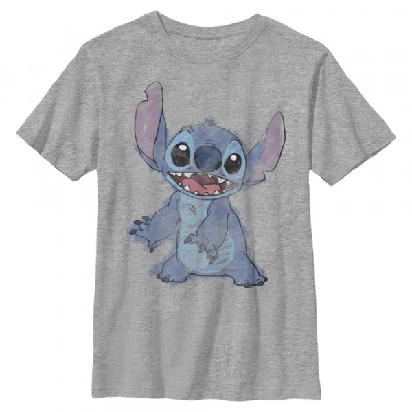 Disney Classics - Lilo & Stitch - Stitch Sketchy - Kinder T-Shirt - Grau meliert - Vorne
