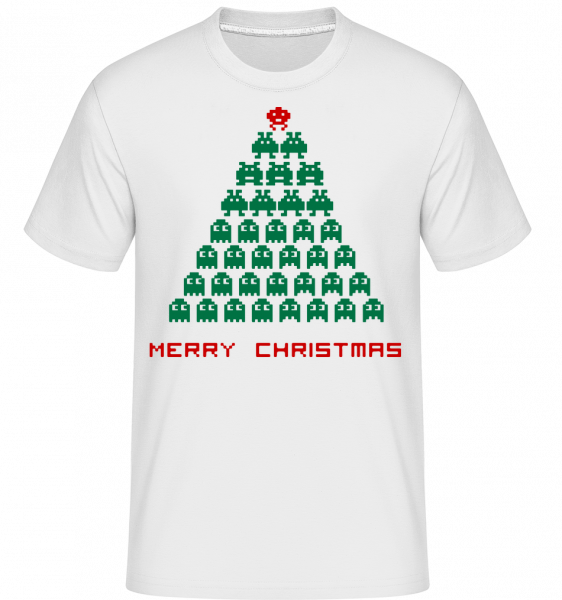 Merry Christmas Pixel Monster -  Shirtinator Men's T-Shirt - White - Vorn