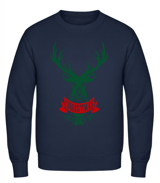 Merry Christmas Deer Label - Classic Set-In Sweatshirt - Navy - Vorn