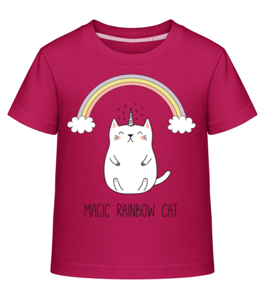 Magic Rainbow Cat - Kinder Shirtinator T-Shirt - Magenta - Vorne