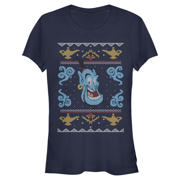 Disney - Aladdin - Genie Ugly - Weihnachten - Frauen T-Shirt - Marine - Vorne