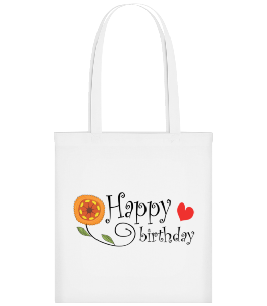Happy Birthday Blume - Stofftasche - Weiß - Vorne
