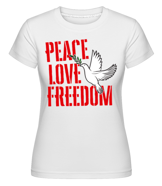 Peace, Love, Freedom -  Shirtinator Women's T-Shirt - White - Front