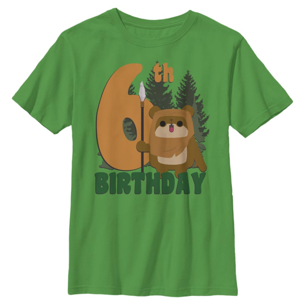 Star Wars - Ewoks 6th Birthday - Geburtstag - Kinder T-Shirt - Irischgrün - Vorne