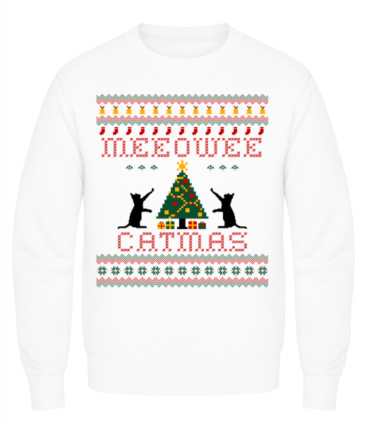 MEEOWEE Catmas - Men's Sweatshirt AWDis - White - Front