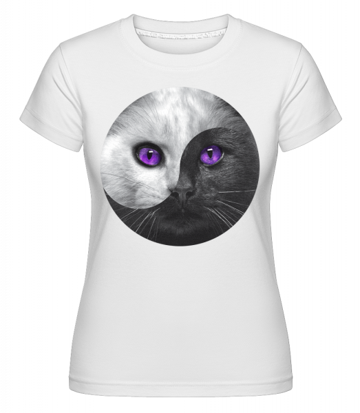 Yin Und Yang Katze - Shirtinator Frauen T-Shirt - Weiß - Vorn