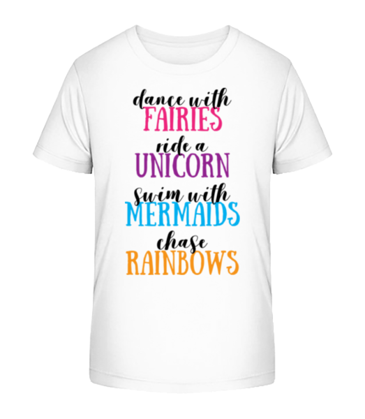 Fairies Unicorns Mermaids And Rainbows Activities - Kid's Bio T-Shirt Stanley Stella - White - Front