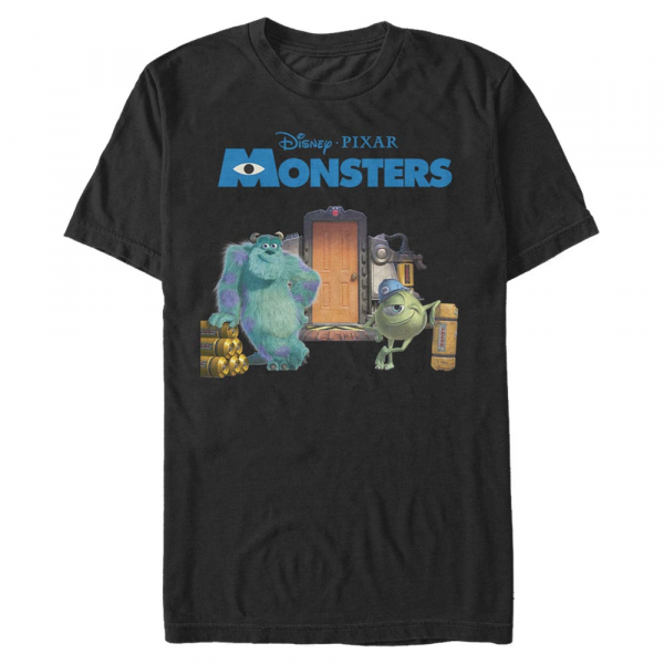 Pixar - Monsters - Mike & Sully Door Scene - Men's T-Shirt - Black - Front