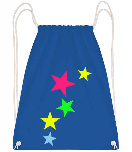Colorful Stars - Drawstring Backpack - Royal Blue - Vorn