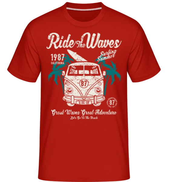 Ride The Waves - Shirtinator Männer T-Shirt - Rot - Vorne