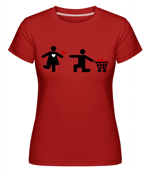 Frau Und Mann Mit Herz Logo - Shirtinator Frauen T-Shirt - Rot - Vorn