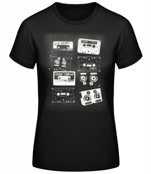 Old Cassettes - Frauen Basic T-Shirt - Schwarz - Vorne