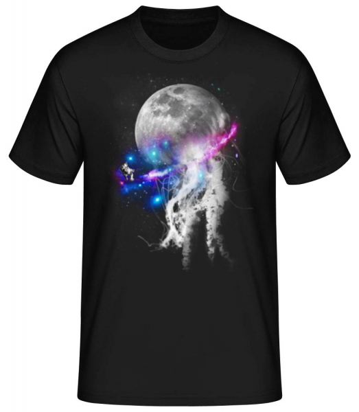Astronaut And Galaxy - Men's Basic T-Shirt - Black - Front