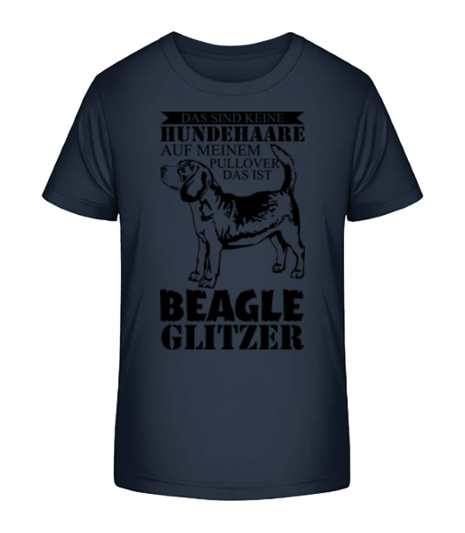 Hundehaare Beagle Glitzer - Kinder Bio T-Shirt Stanley Stella - Marine - Vorne
