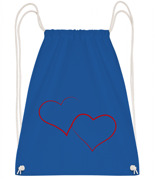 Two Hearts - Drawstring Backpack - Royal Blue - Vorn