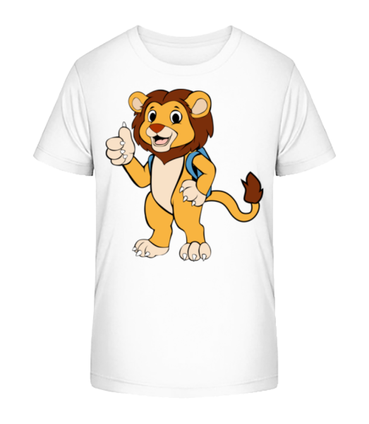 Cute Lion With Bag - Kid's Bio T-Shirt Stanley Stella - White - Front